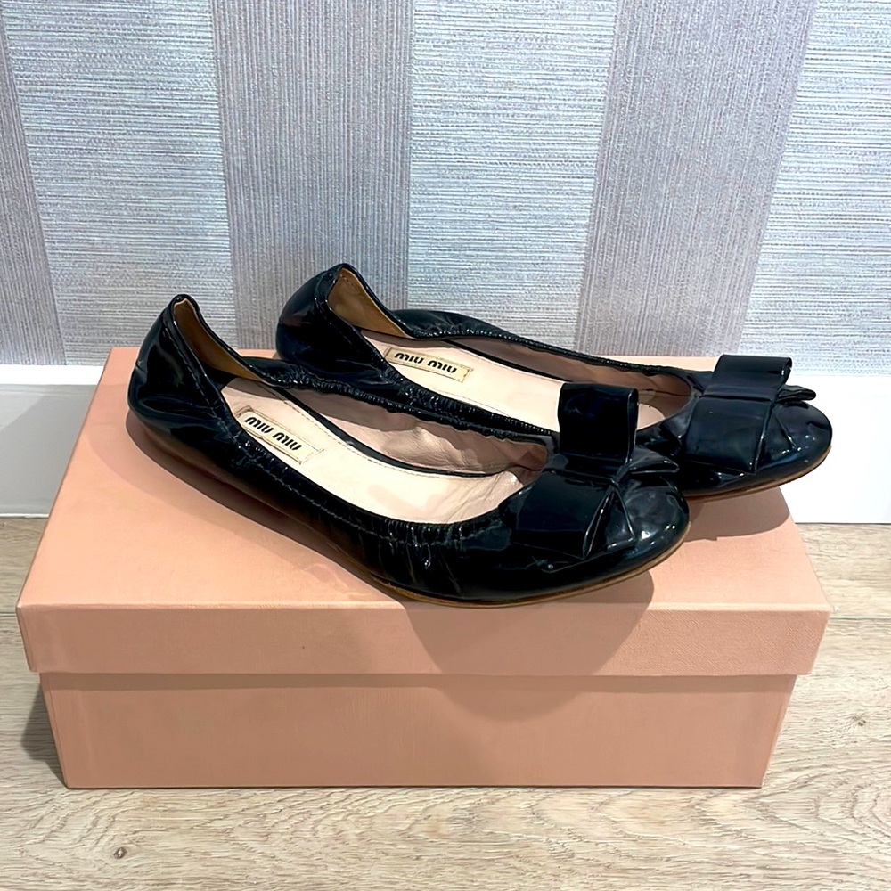 Miu Miu black patent leather flats
